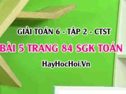 Giải bài 5 trang 84 Toán 6 Tập 2 SGK Chân trời sáng tạo